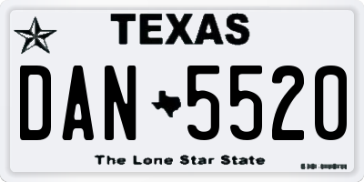 TX license plate DAN5520