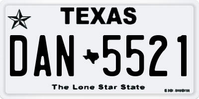TX license plate DAN5521