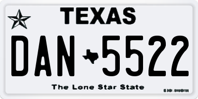 TX license plate DAN5522