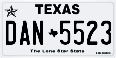 TX license plate DAN5523