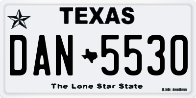 TX license plate DAN5530
