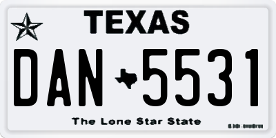 TX license plate DAN5531