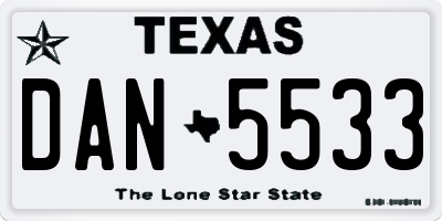 TX license plate DAN5533