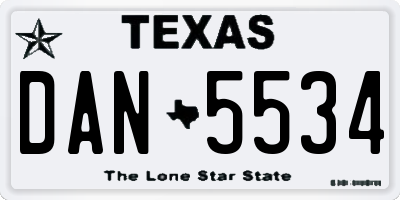 TX license plate DAN5534