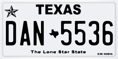 TX license plate DAN5536