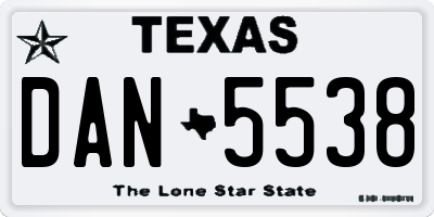 TX license plate DAN5538