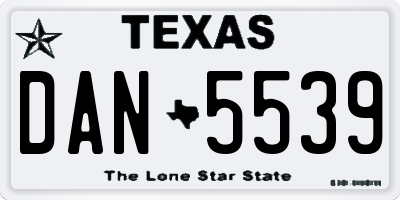 TX license plate DAN5539