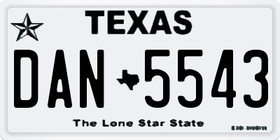 TX license plate DAN5543
