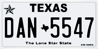TX license plate DAN5547