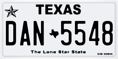 TX license plate DAN5548