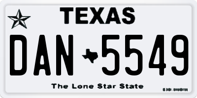 TX license plate DAN5549