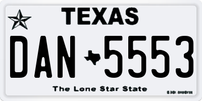 TX license plate DAN5553