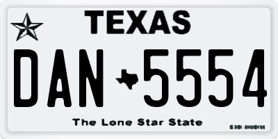 TX license plate DAN5554