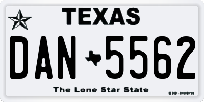 TX license plate DAN5562