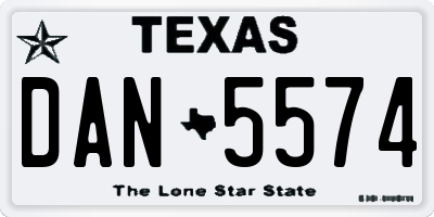 TX license plate DAN5574