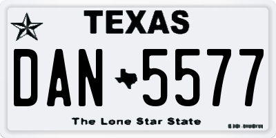 TX license plate DAN5577