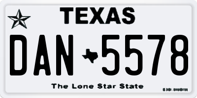 TX license plate DAN5578