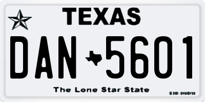 TX license plate DAN5601