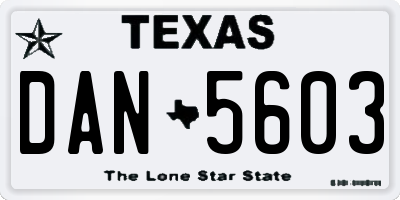 TX license plate DAN5603