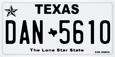 TX license plate DAN5610
