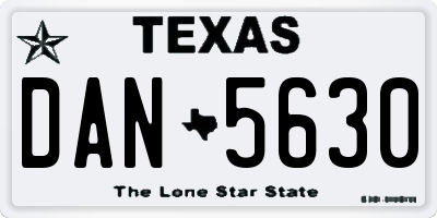 TX license plate DAN5630