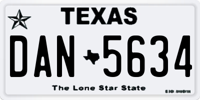 TX license plate DAN5634