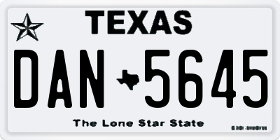 TX license plate DAN5645