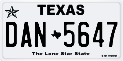 TX license plate DAN5647
