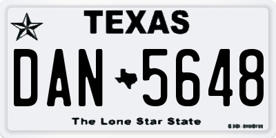 TX license plate DAN5648