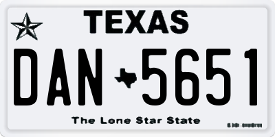 TX license plate DAN5651