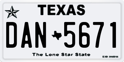 TX license plate DAN5671