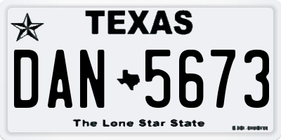 TX license plate DAN5673