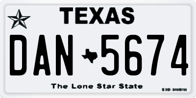 TX license plate DAN5674