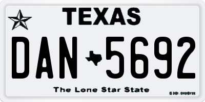 TX license plate DAN5692