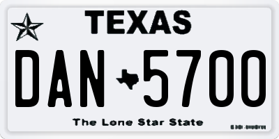 TX license plate DAN5700