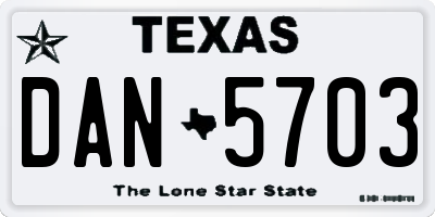 TX license plate DAN5703