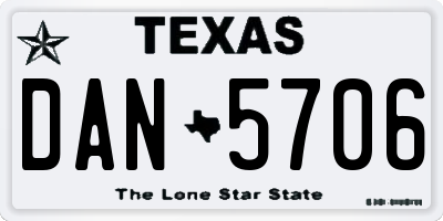 TX license plate DAN5706
