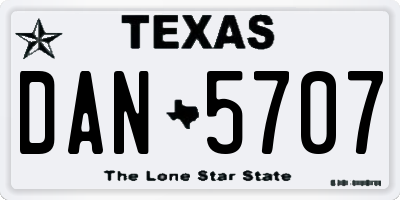 TX license plate DAN5707