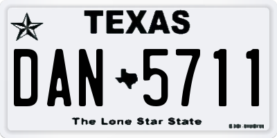 TX license plate DAN5711