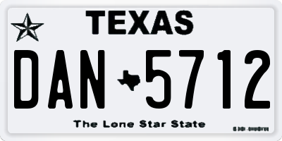 TX license plate DAN5712