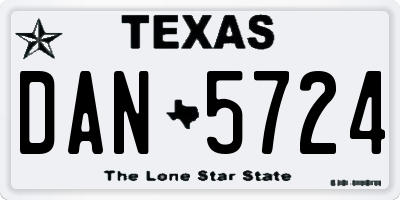 TX license plate DAN5724