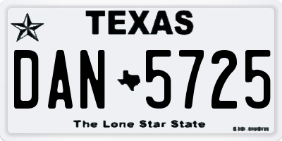 TX license plate DAN5725