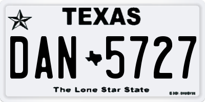 TX license plate DAN5727