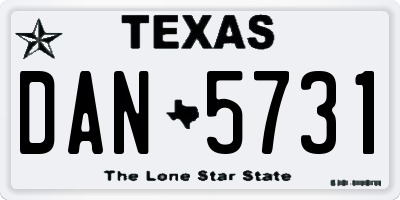 TX license plate DAN5731