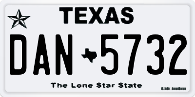 TX license plate DAN5732