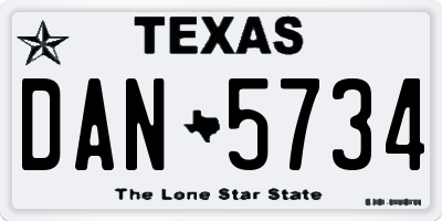 TX license plate DAN5734