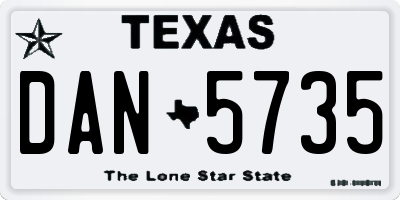 TX license plate DAN5735