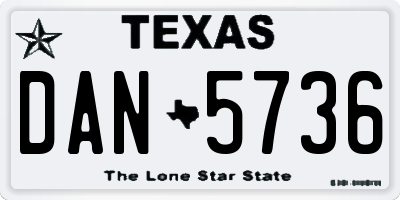 TX license plate DAN5736