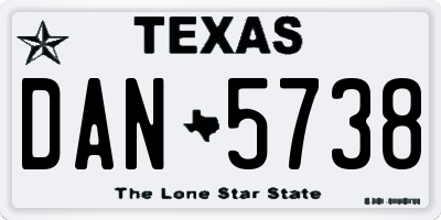 TX license plate DAN5738