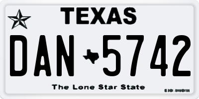 TX license plate DAN5742